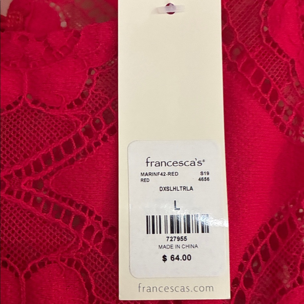 Francesca’s Miami NWT Elegant Red Lace Maxi Dress - Picture 8 of 12